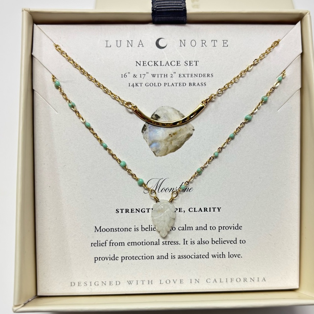 Moonstone 14kt gold Plated Brass Necklace Set